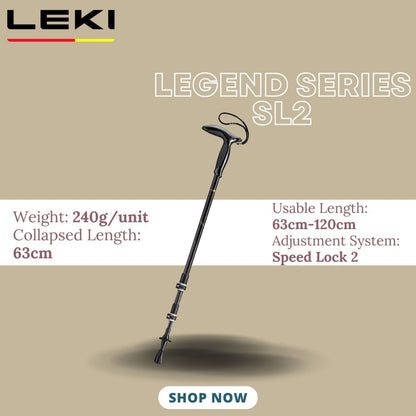 LEKI LEGEND SERIES SL2 Collapsible Carbon Walking Stick