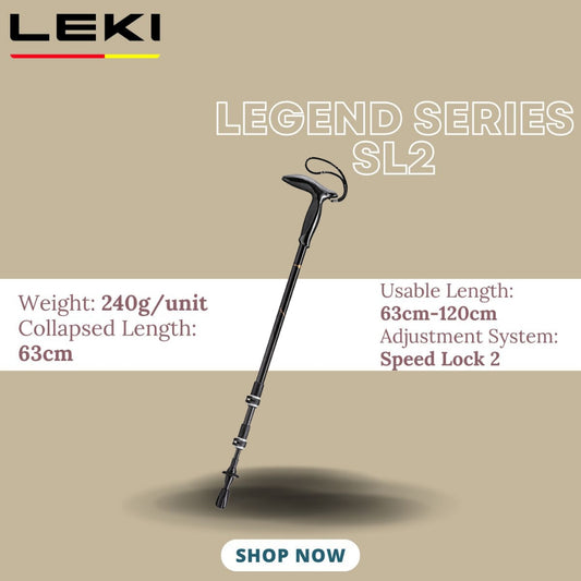 LEKI LEGEND SERIES SL2 Collapsible Carbon Walking Stick