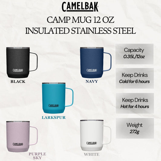 CAMELBAK CAMP MUG 12 OZ, INSULATED STAINLESS STEEL