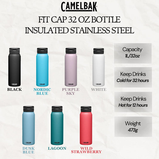 CAMELBAK FIT CAP 32 OZ BOTTLE, INSULATED STAINLESS STEEL