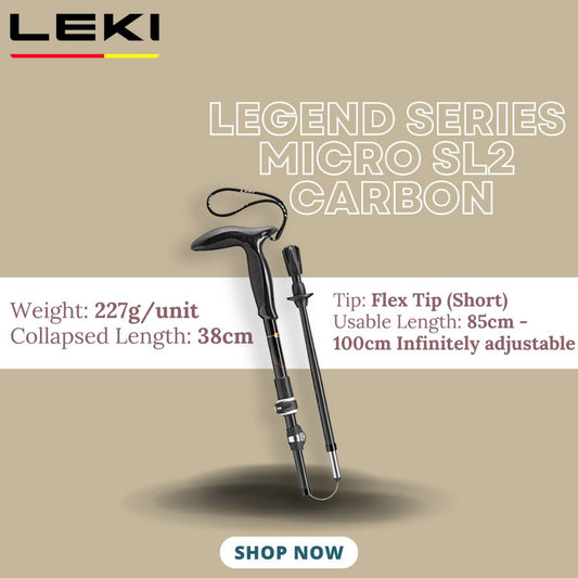 LEKI Legend Series Micro SL2 Carbon Folding Walking Stick