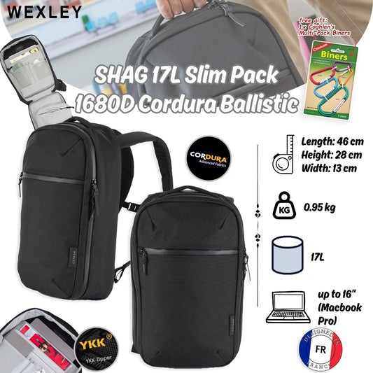 WEXLEY SHAG 17L Slim Pack 1680D Cordura Ballistic | Travel Backpack | Laptop Backpack