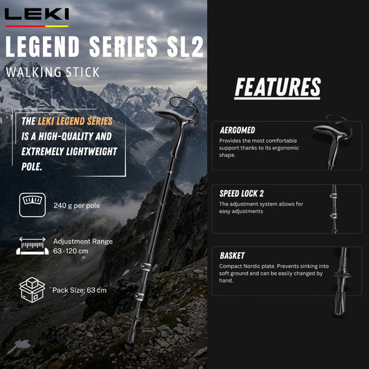 LEKI LEGEND SERIES SL2 Collapsible Carbon Walking Stick