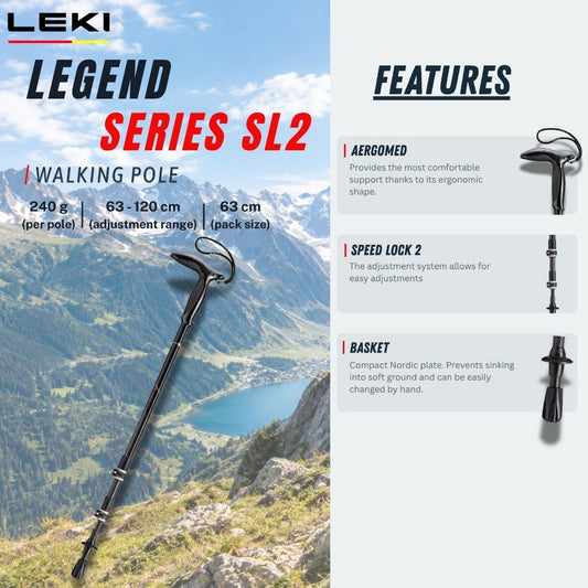 LEKI LEGEND SERIES SL2 Collapsible Carbon Walking Stick