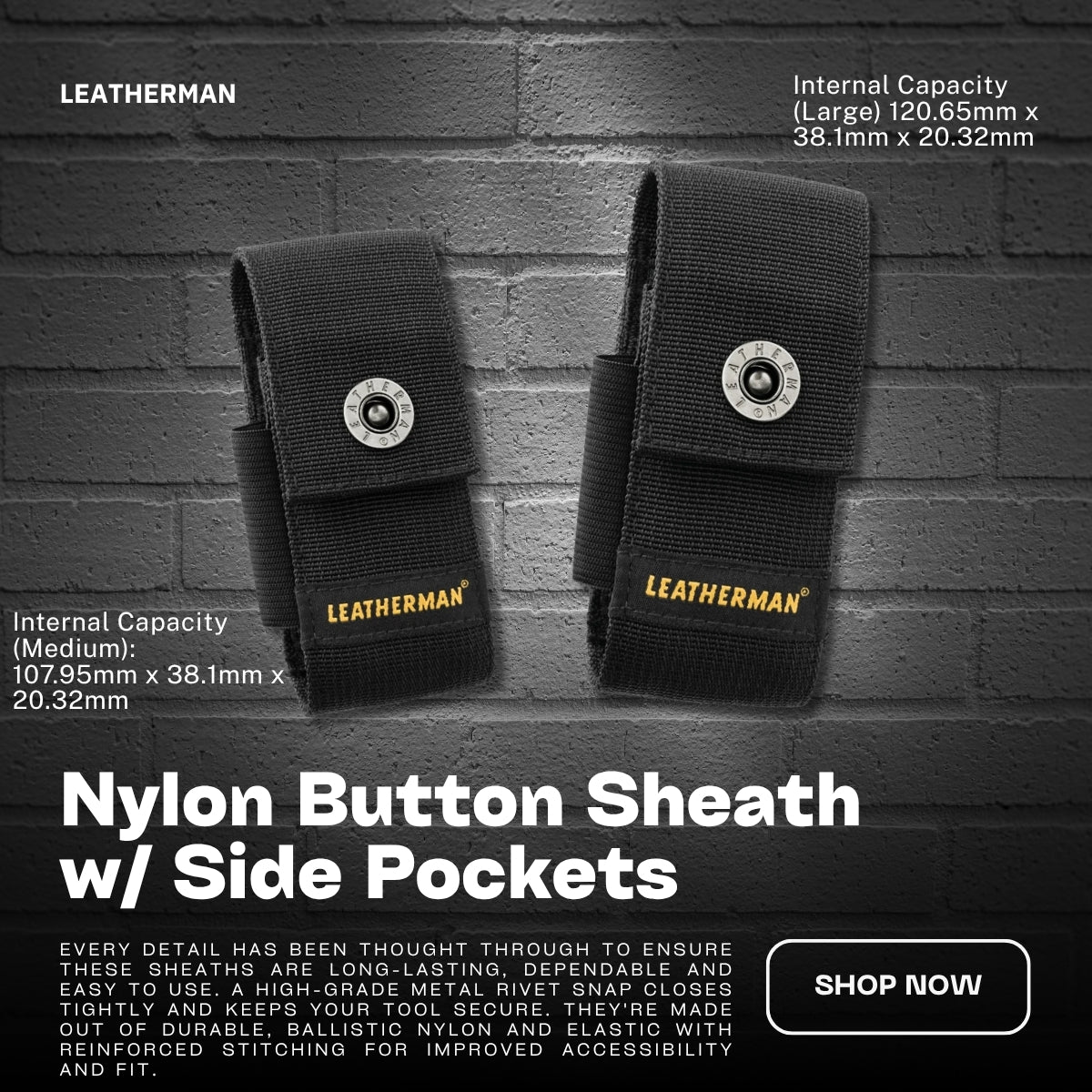 LEATHERMAN Nylon Button Sheath w/ Side Pockets